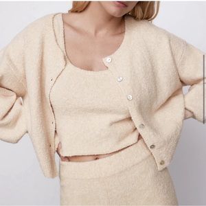 Zara - Knit Crop Camisole - Beige Size Small